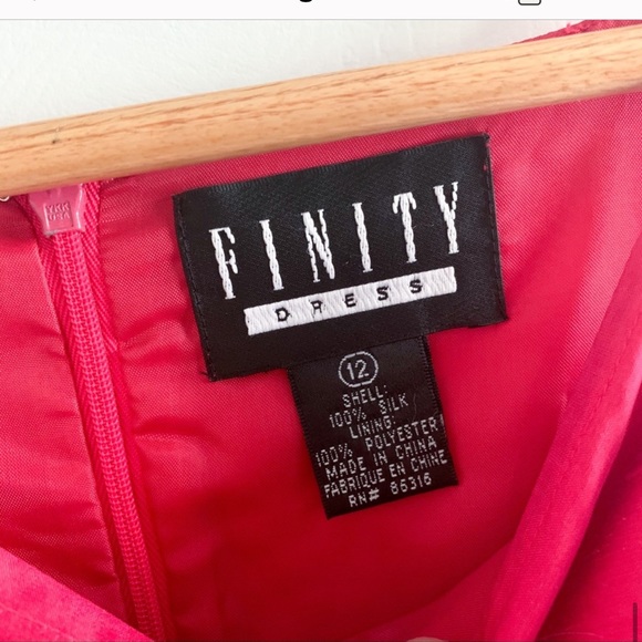 Deadstock 90s 100% Silk Square Neck Watermelon Pink Summer Midi Dress - Picture 5 of 5